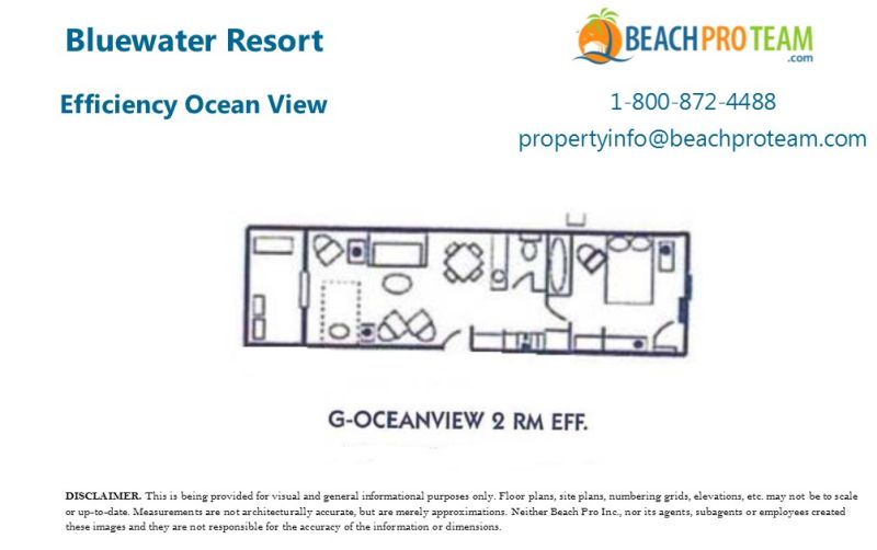 Bluewater Resort Floor Plan G - 2 Room Efficiency Ocean View